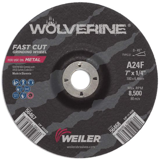 Picture of Weiler® 7 X 1/4 Wolv Ty27 Grindwhl  A24R  7/8 Ah Part# - 56467