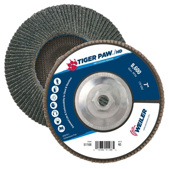 Picture of Weiler® 7" Tiger Paw Super Highdensity Flap Disc  Flat Part# - 51168