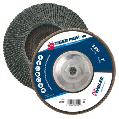 Picture of Weiler® 7" Tiger Paw Super Highdensity Flap Disc  Flat Part# - 51169