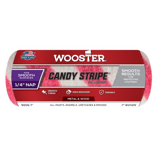 Picture of Wooster 7" Candy Stripe 1/4" Naproller Cover Bulk Part# - 00R7630070