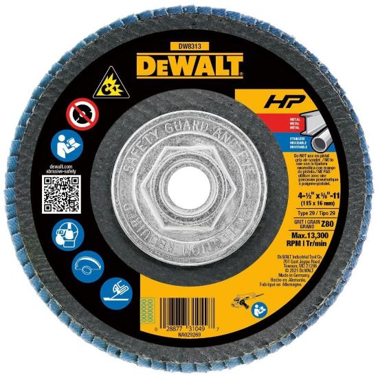 Picture of Dewalt® 4-1/2"X5/8"-11 80 Grit Zirconia Flap Disc Wheel Part# - Dw8313