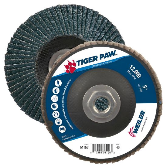 Picture of Weiler® 5" Tiger Paw Abrasive Flap Disc  Angled  Phenoli Part# - 51156