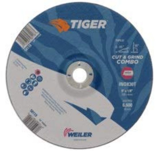 Picture of Weiler® 9 X 1/8 Tiger Inox T27 Combo Wheel  30T  7/8 Ah Part# - 58119