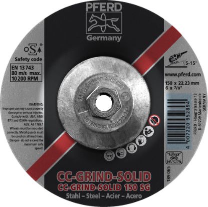 Picture of Pferd 6" Cc-Grind-Solid - 5/8-11 Thd. - Sg Steel Part# - 61222