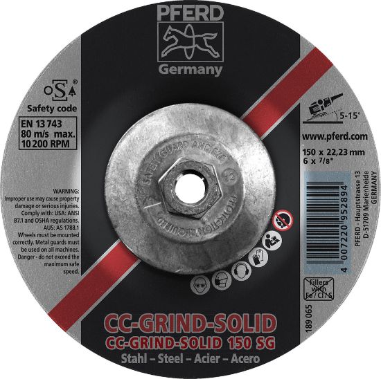 Picture of Pferd 6" Cc-Grind-Solid - 5/8-11 Thd. - Sg Steel Part# - 61222