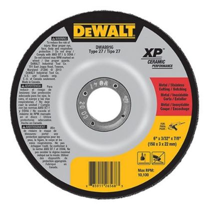 Picture of Dewalt® 6" X 3/32" X 7/8" Ceramic Abrasive Part# - Dwa8916