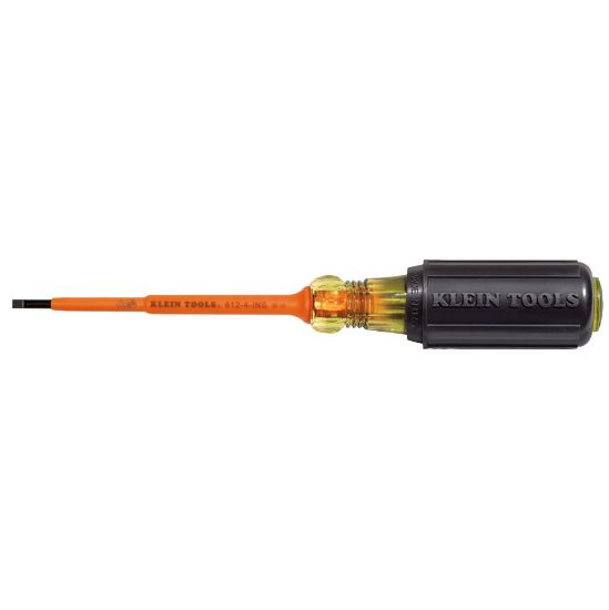 Picture of Klein Tools 4" Insulated 1/8" Slotted Screwdriver Part# - 612-4-Ins