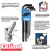 Picture of Eklind Tool 9-Pc Metric Ball-Hex-L-Wrench Key Set Long Se Part# - 13609