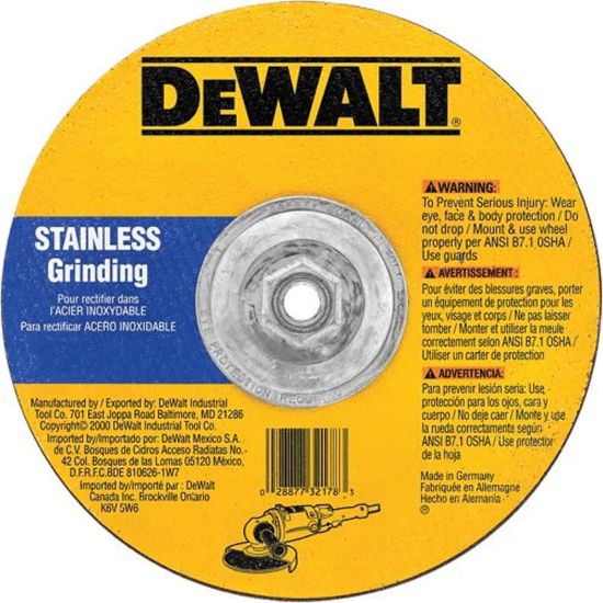 Picture of Dewalt® 6 X 1/8 X 5/8-11 In T27Stainless Wheel Part# - Dw8457H