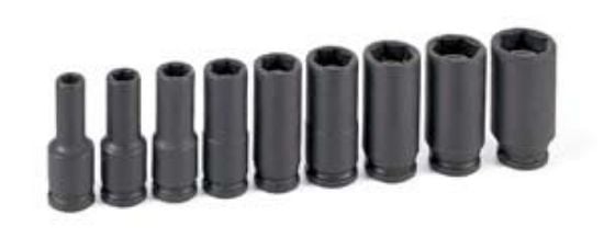 Picture of Grey Pneumatic 3/8" Drive 9 Pc. Deep Magnetic Impact Socket Set Part# - 1209Dg