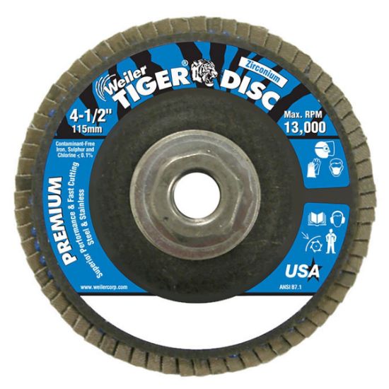 Picture of Weiler® Tiger Flap Disc 4-1/2" 5/8"-11 Unc Nut Part# - 50699