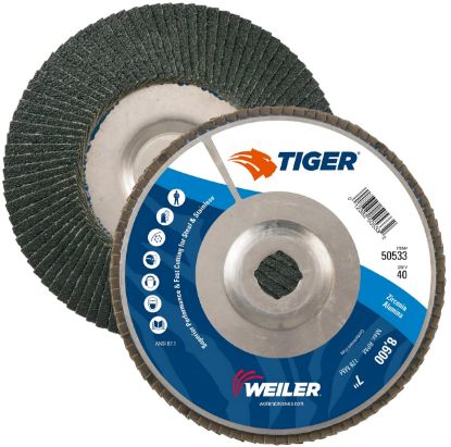 Picture of Weiler® 7" Tiger Disc. Abrasiveflap Disk Angled Alum Part# - 50533