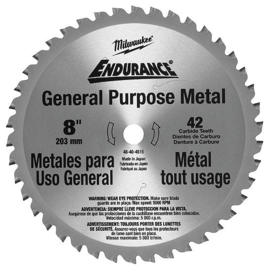 Picture of Milwaukee® Tool 8" Circular Saw Blade Metal Cutting 42T Part# - 48-40-4515