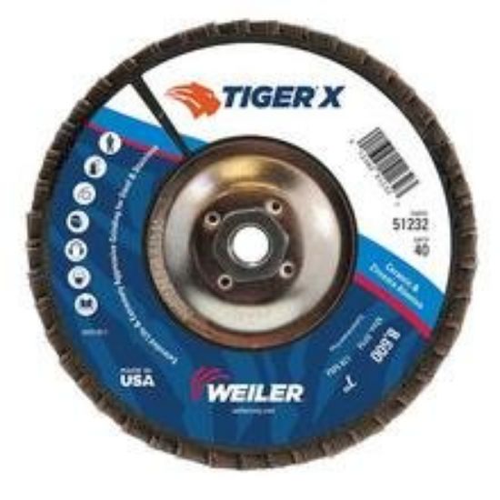 Picture of Weiler® 7" Tiger X Fd  Flat  Phen Back  40Z  5/8-11" Arb Part# - 51232