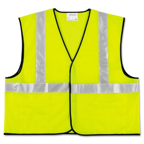 Picture of Mcr Safety Class Ii Solid Poly Fluorescent Lime Safety Vest Part# - Vcl2Sll