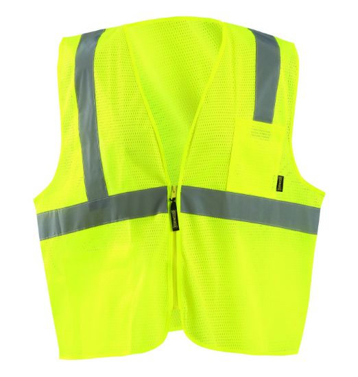 Picture of Occunomix Cl 2 Vest  Mesh  Beadedtape  Zip  2 Poc  Yel-M Part# - Eco-Imz-Ym