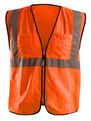 Picture of Occunomix Vest Mesh Silver Tape Zipper Cl2 Or L/Xl Part# - Eco-Gcs-Ol/Xl