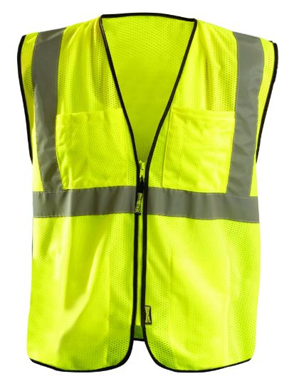 Picture of Occunomix Vest Mesh Silver Tape Zipper Cl2 Yel L/Xl Part# - Eco-Gcs-Yl/Xl