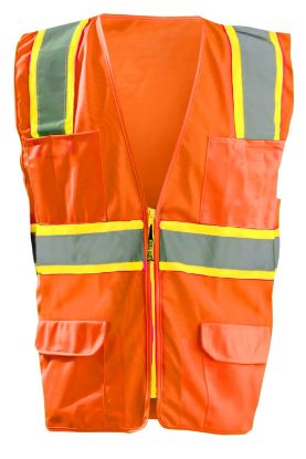 Picture of Occunomix Class 2 Solid Vest  2-Tone Tape  Zipper  Or  S Part# - Lux-Atrans-Os