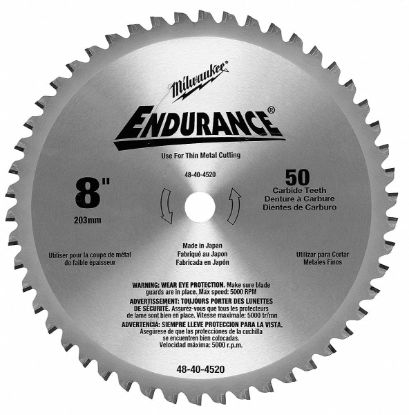 Picture of Milwaukee® Tool 8" Circular Saw Blade Metal Cutting 50T Part# - 48-40-4520