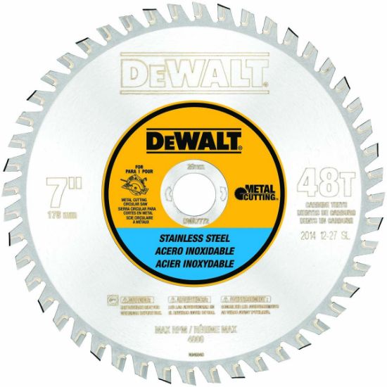 Picture of Dewalt® 7 In 48T S.Steel Mtl Cut20Mm Arbor Part# - Dwa7772