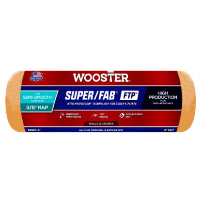 Picture of Wooster 9" Super/Fab Ftp 3/8" Roller Cover Bulk Part# - 0Rr9370090