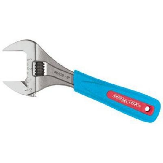 Picture of Channellock® 8" Ex-Wide Code Blue Bulk Adj Wrench Part# - 8Wcb Bulk