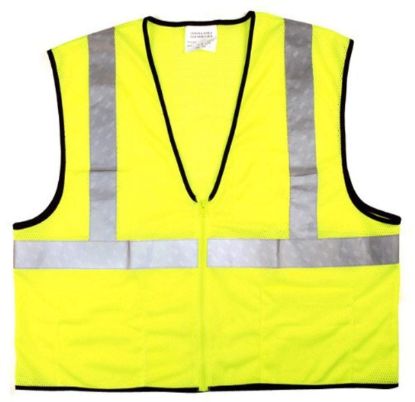 Picture of Mcr Safety Lime Green Class2 Econ Zip Mesh M Part# - Vcl2Mlzm