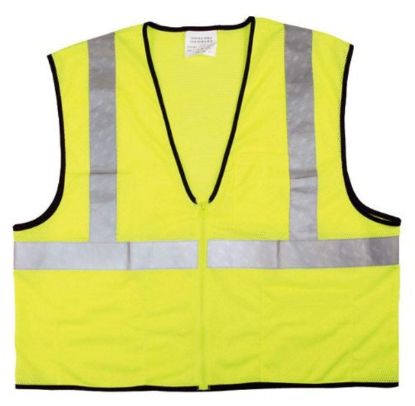 Picture of Mcr Safety Lime Green Class2 Econ Zip Mesh L Part# - Vcl2Mlzl