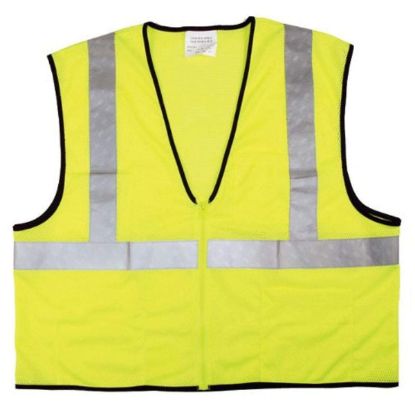 Picture of Mcr Safety Lime Green Class2 Econ Zip Mesh Xl Part# - Vcl2Mlzxl