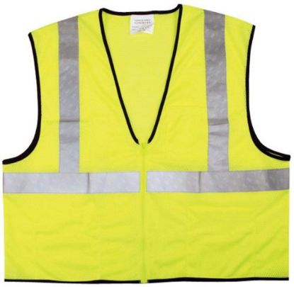 Picture of Mcr Safety Lime Green Class2 Econ Zip Mesh X3 Part# - Vcl2Mlzx3