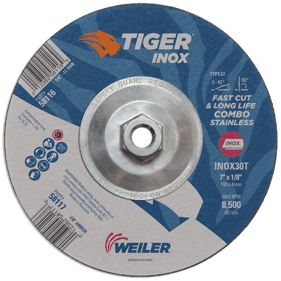 Picture of Weiler® 7-1/8X1/8 Inox T27 Comb.Whl Inox30T 5/8-11Arb Part# - 58116