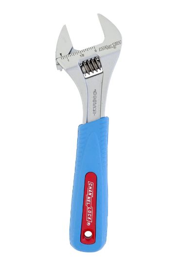 Picture of Channellock® 8" Code Blue Gripped Bulk Adj Wrench Wide Part# - 808Wcb Bulk