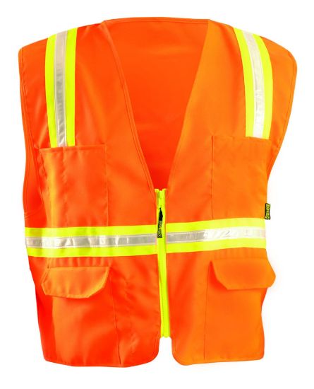 Picture of Occunomix Non-Ansi Vest Solid Tripletrim Zipper Or S Part# - Lux-Xtrans-Os