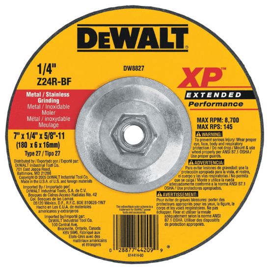 Picture of Dewalt® 7In X 1/4In X 5/8In 11 Zirconia Abrasives Part# - Dw8827