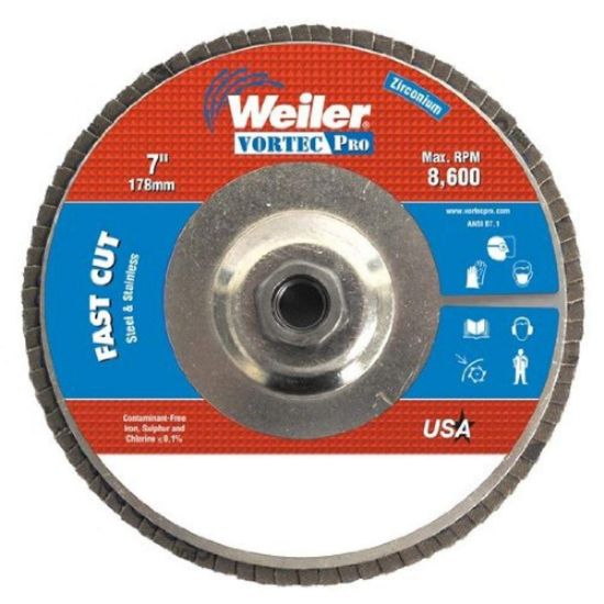 Picture of Weiler® 7" Wolverine Flap Disc 60Z  5/8"-11 Unc Nut Part# - 31333