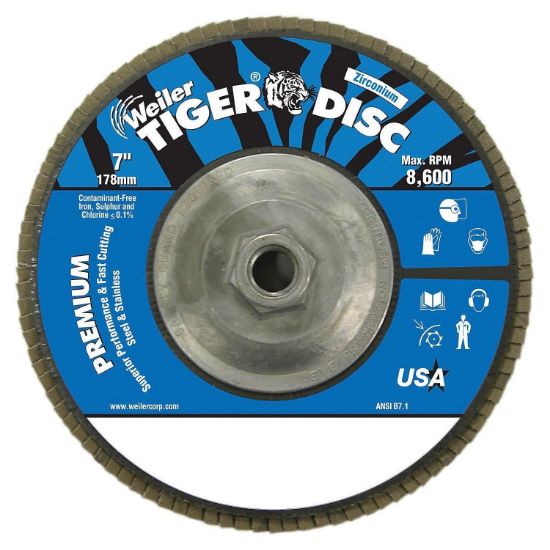 Picture of Weiler® 7" 40Grit Tiger Abrasiveflap Disc Angled Alum Part# - 50543