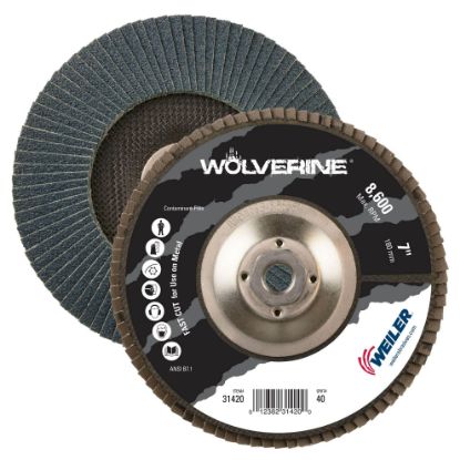 Picture of Weiler® 7" Wolv Flap Disc  Flat 40Z  5/8"-11 Unc Nut Part# - 31420