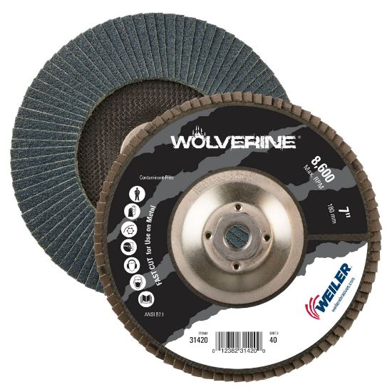 Picture of Weiler® 7" Wolv Flap Disc  Flat 40Z  5/8"-11 Unc Nut Part# - 31420