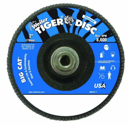 Picture of Weiler® 7" Tiger Disc Big Cat Abr Flap Disc Phenolic Bk Part# - 50844