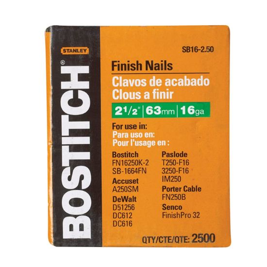 Picture of Bostitch® 16Ga.-2-1/2In-Finish Nail- 2500/Box Part# - Sb16-2.50