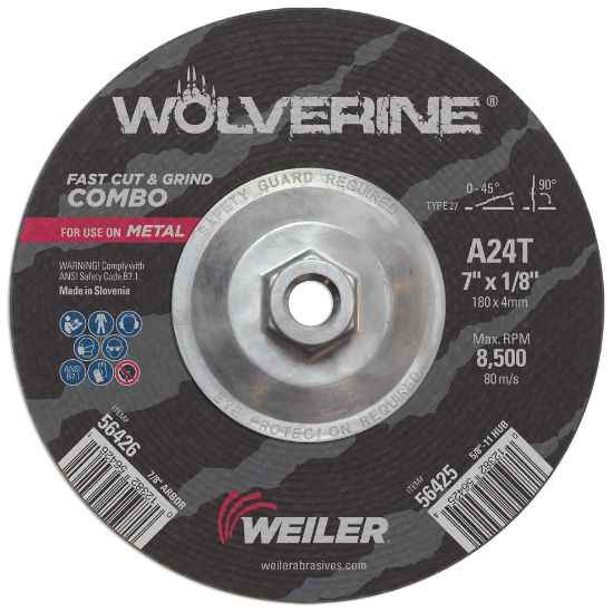 Picture of Weiler® 7 X 1/8 Wolv Ty27 Cut Whl  A24T  5/8-11 Unc Part# - 56425