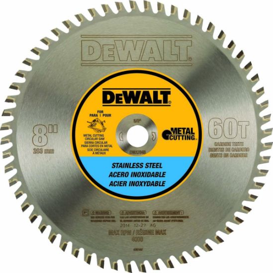 Picture of Dewalt® 8 60T S.Stl Mtl Cut 5/8In Arb Part# - Dwa7848