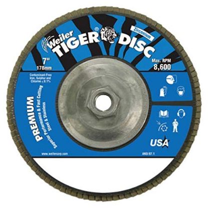 Picture of Weiler® 7" 24Grit Zirconium Tiger Disc Abrasive Fl Part# - 50541