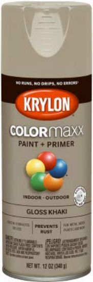 Picture of Krylon Industrial Colormaxx Paint + Primer  Gloss  Khaki  12 Oz. Part# - K05526007