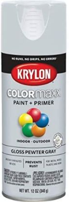 Picture of Krylon Industrial Colormaxx Paint + Primer Gloss Pewter Gray 12Oz Part# - K05531007