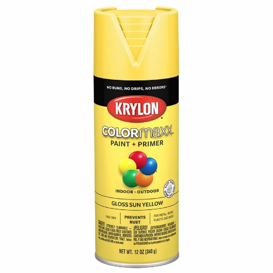 Picture of Krylon Industrial Colormaxx Paint + Primer  Gloss Sun Yellow  12Oz Part# - K05541007