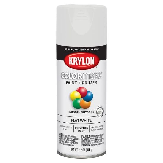 Picture of Krylon Industrial Colormaxx Paint + Primer  Flat  White  12 Oz. Part# - K05548007