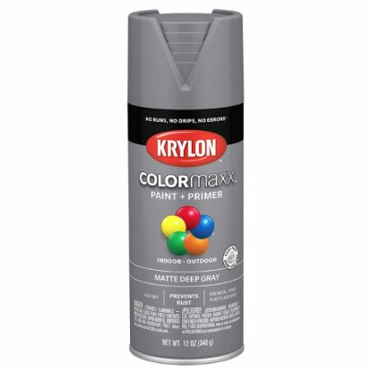 Picture of Krylon Industrial Colormaxx Paint + Primer  Matte  Deep Gray  12Oz Part# - K05550007