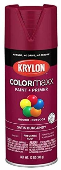 Picture of Krylon Industrial Colormaxx Paint + Primer  Satin  Burgundy  12 Oz Part# - K05560007